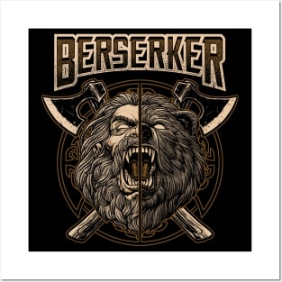 Nordic Viking Berserker Norse Pagan Bear Warrior Posters and Art